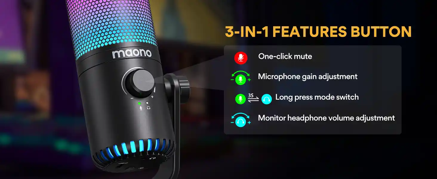 RGB customizable USB microphone for gaming