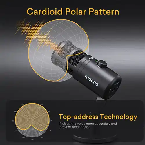 MAONO PD100U Dynamic Microphone on desk stand