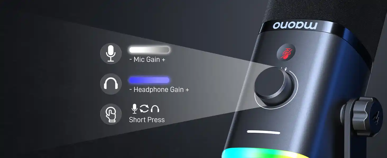 MAONO PD100X microphone with tap-to-mute feature