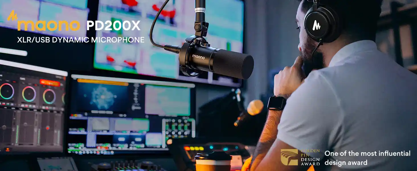 MAONO PD200X XLR/USB Dynamic Microphone with RGB lighting