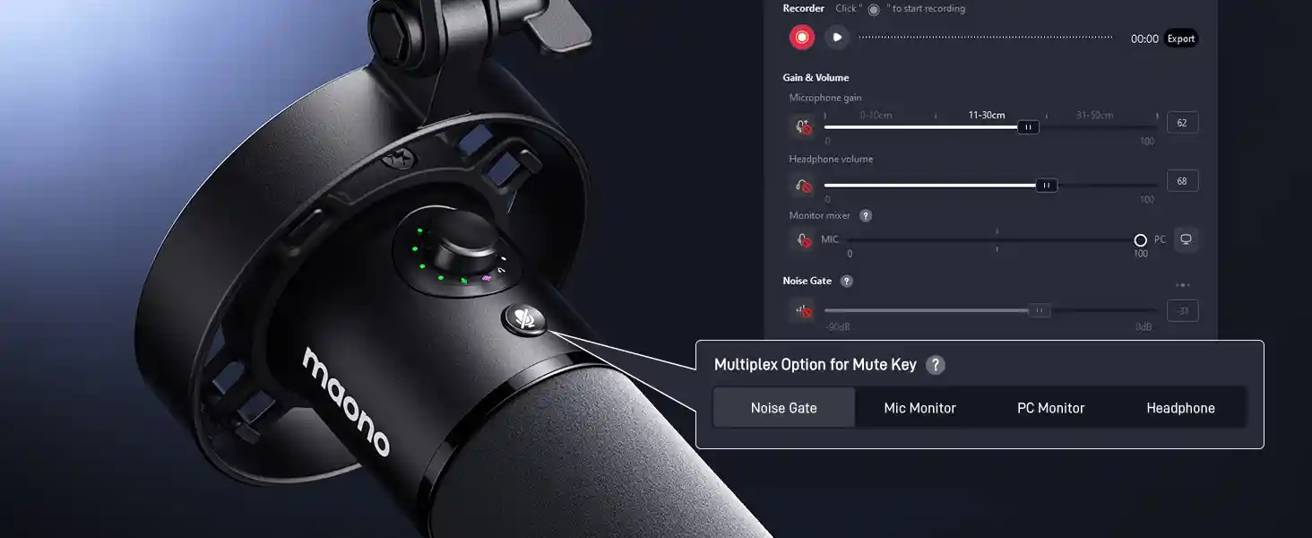 Creator using MAONO PD300X USB/XLR Dynamic Microphone for podcast setup