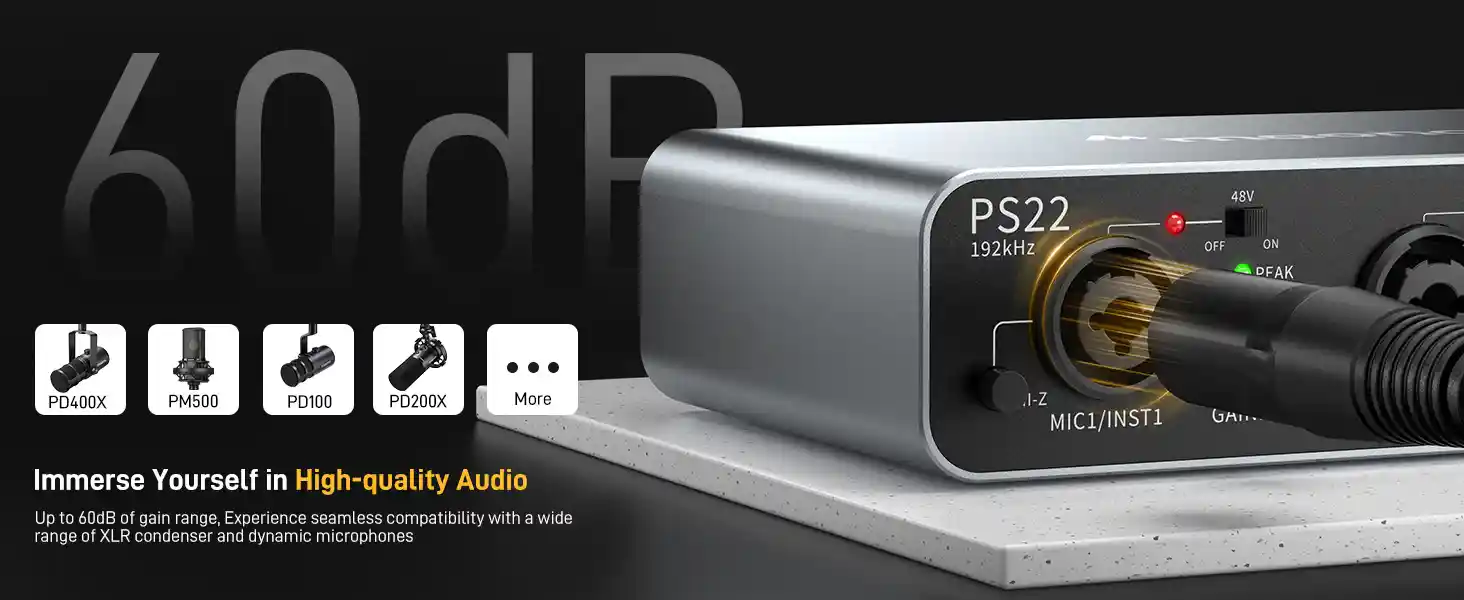 MAONO PS22 USB Audio Interface for podcasting and streaming