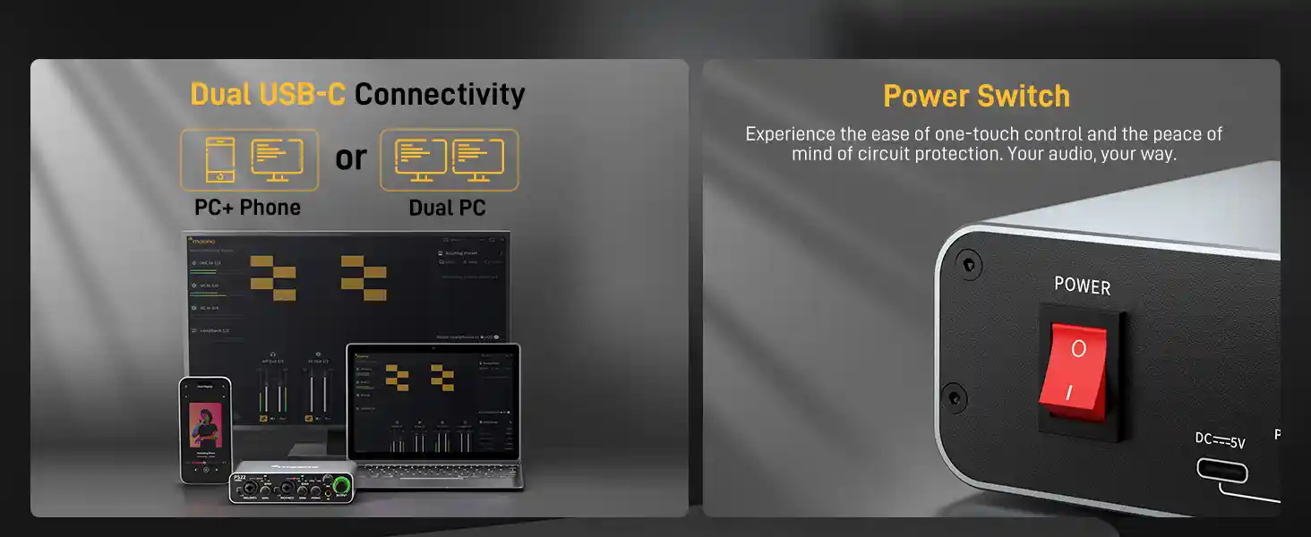 MAONO PS22 USB Audio Interface metal chassis durable design