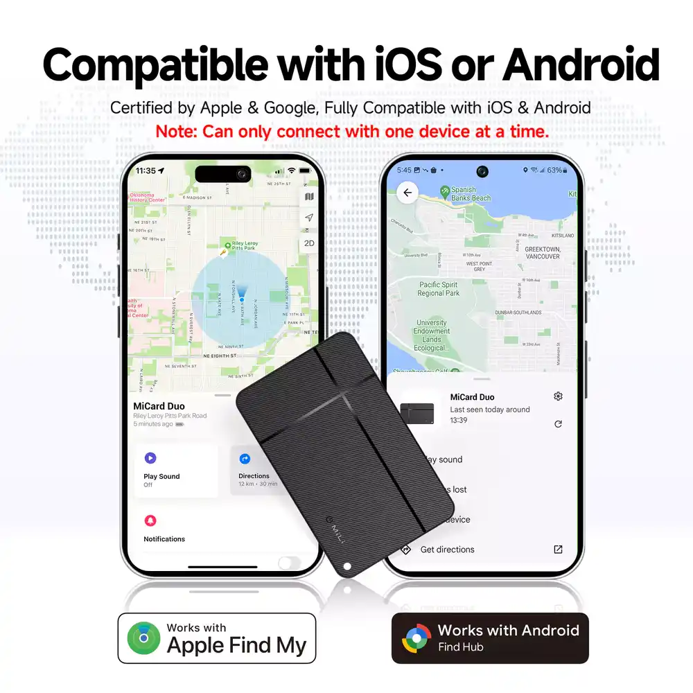 MiLi MiCard Pro Duo Rechargeable Global Tracker Card on desk