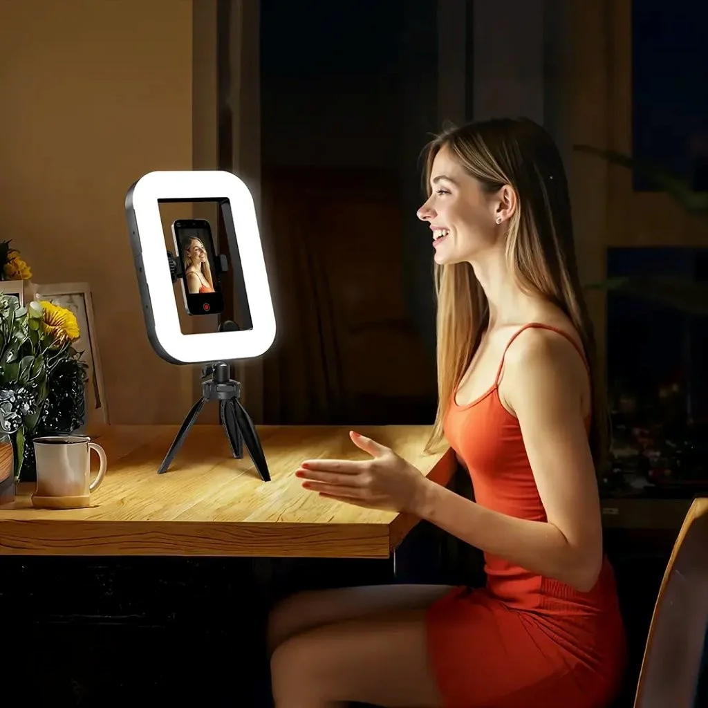 Porodo Lifestyle Handheld Ring Grip Camera & Phone Vlogging Light tripod desktop support