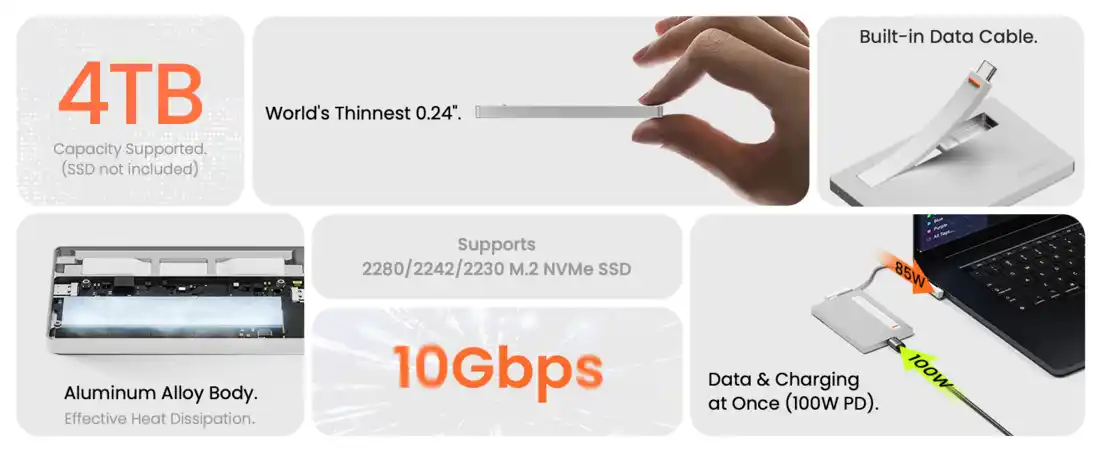 Sharge Disk Plus SSD Enclosure 2280 2242 2230 NVMe external storage