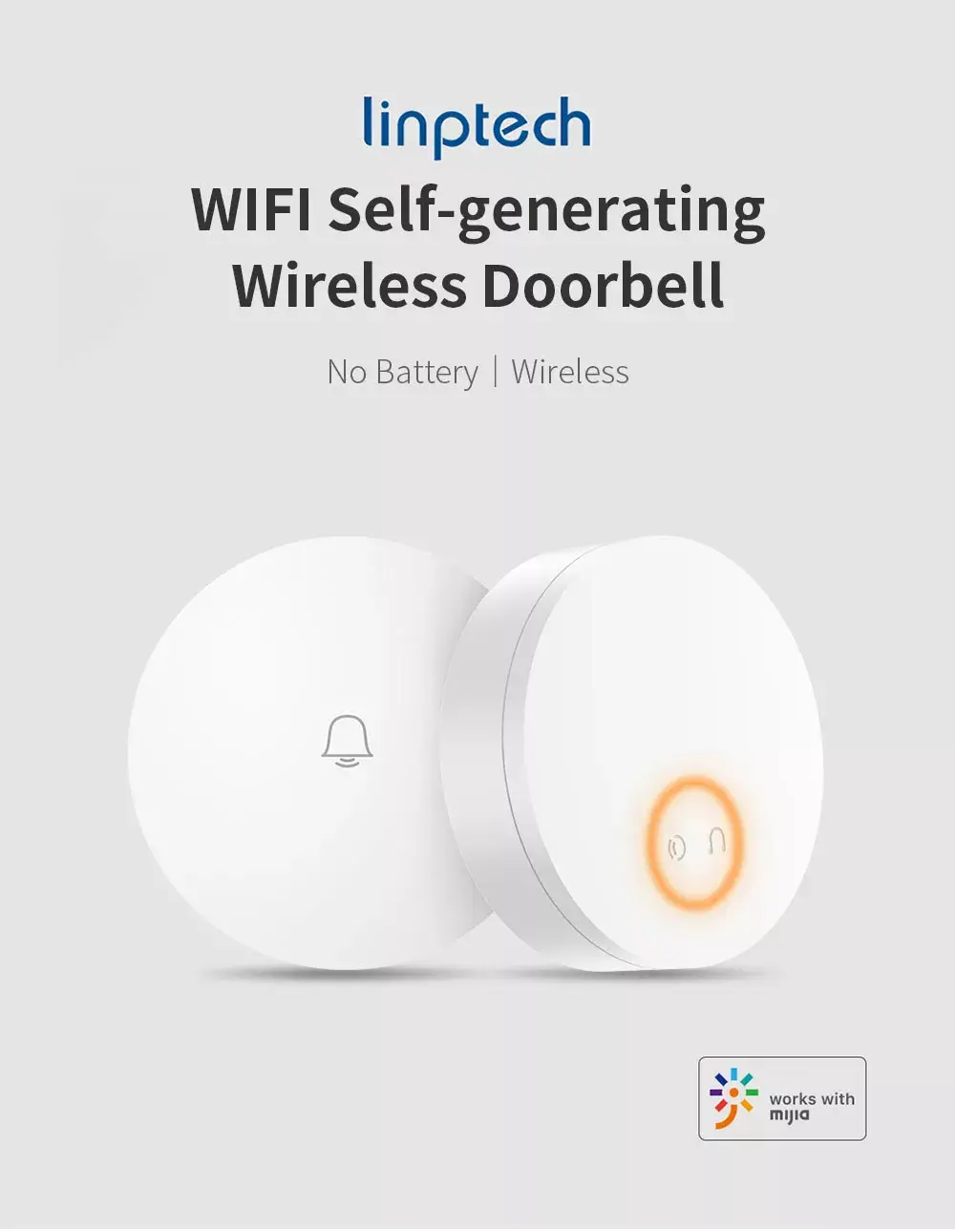 Xiaomi Mijia Linptech WIFI Self-power Generating Wireless Doorbell with 36 melodies