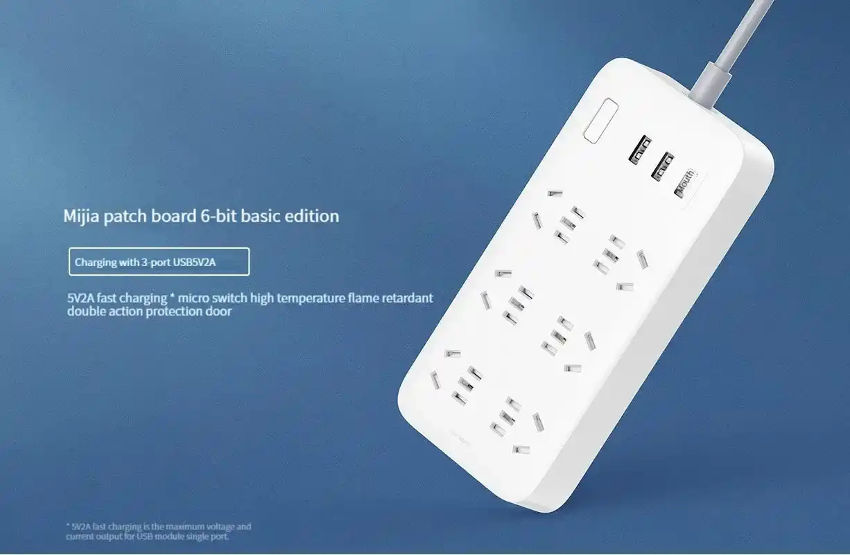 Xiaomi Mi Power Strip 6-Port Extension Socket with 3 USB fast charging ports