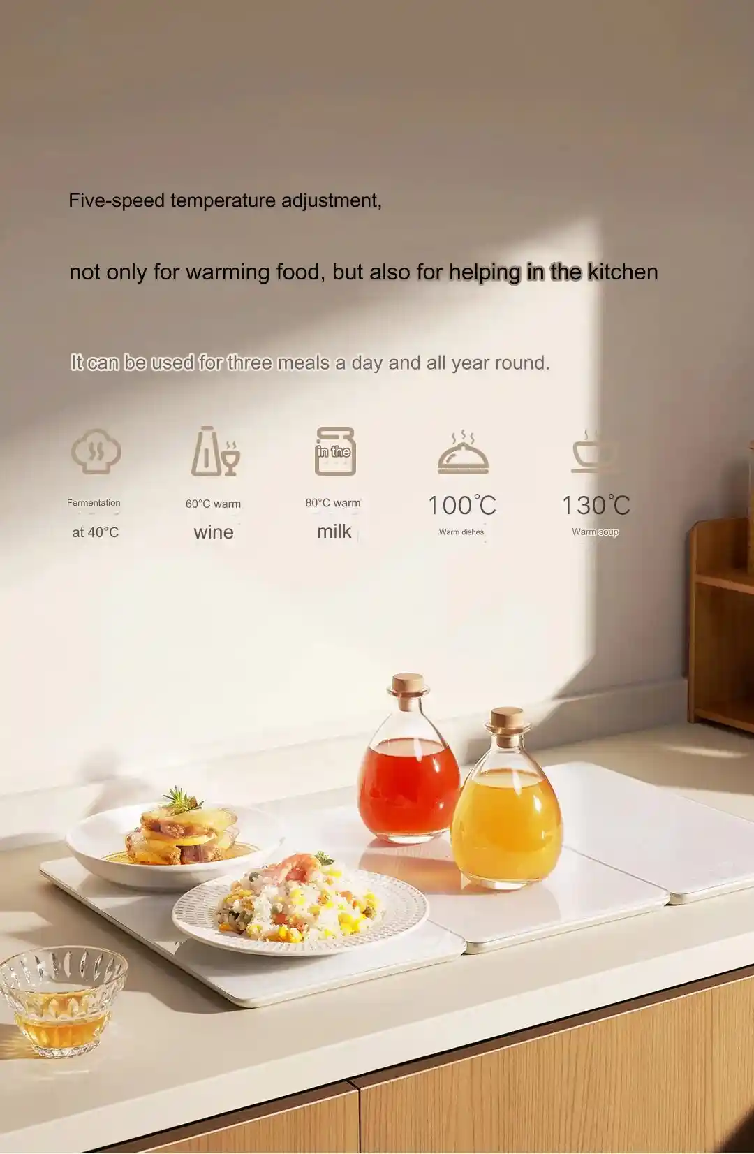 Xiaomi Mijia Foldable Food Warmer Board with graphene rapid heating for rice and vegetables