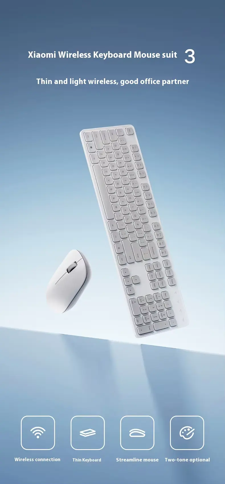 Xiaomi Wireless Keyboard Mouse Set 3 full-size 104-key keyboard and 1000DPI mouse