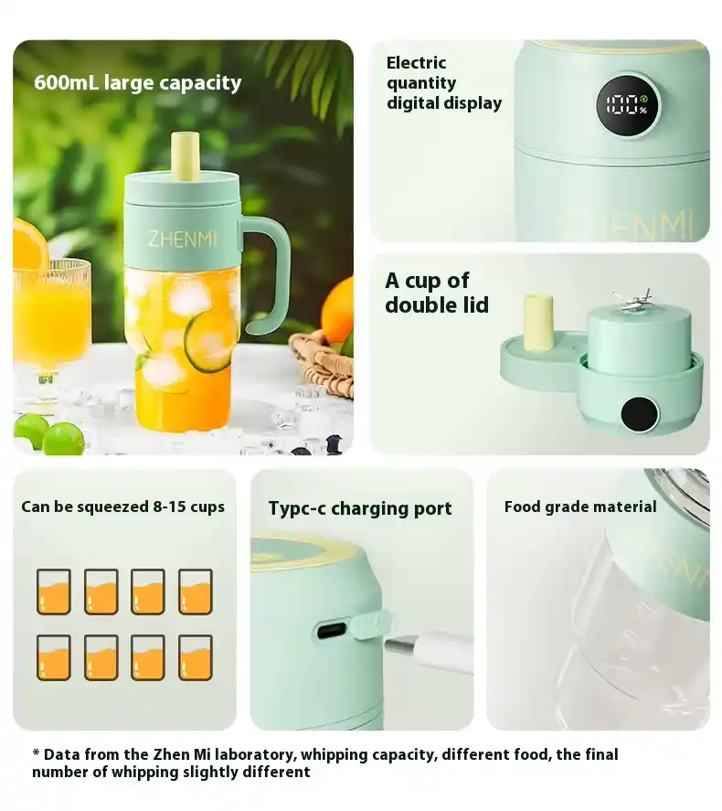 Zhenmi J25 Portable Juicer with USB-C rechargeable battery