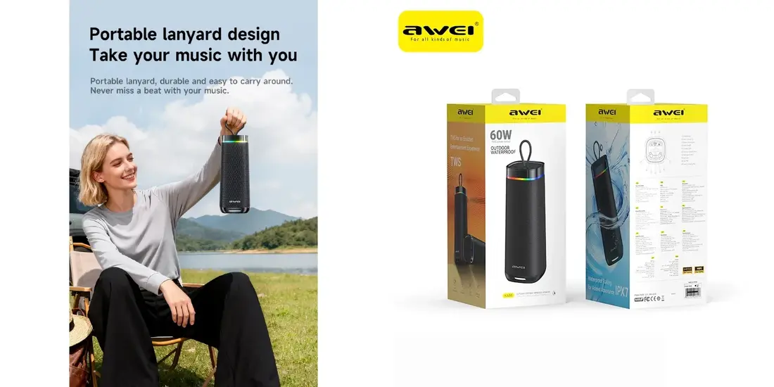 Awei 60W Bluetooth Speaker KA66 with Type-C fast charging support