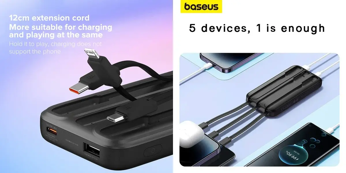 Baseus Comet Series 20000mAh 22.5W Power Bank supporting PD QC SCP fast charging for Android and iPhone devices