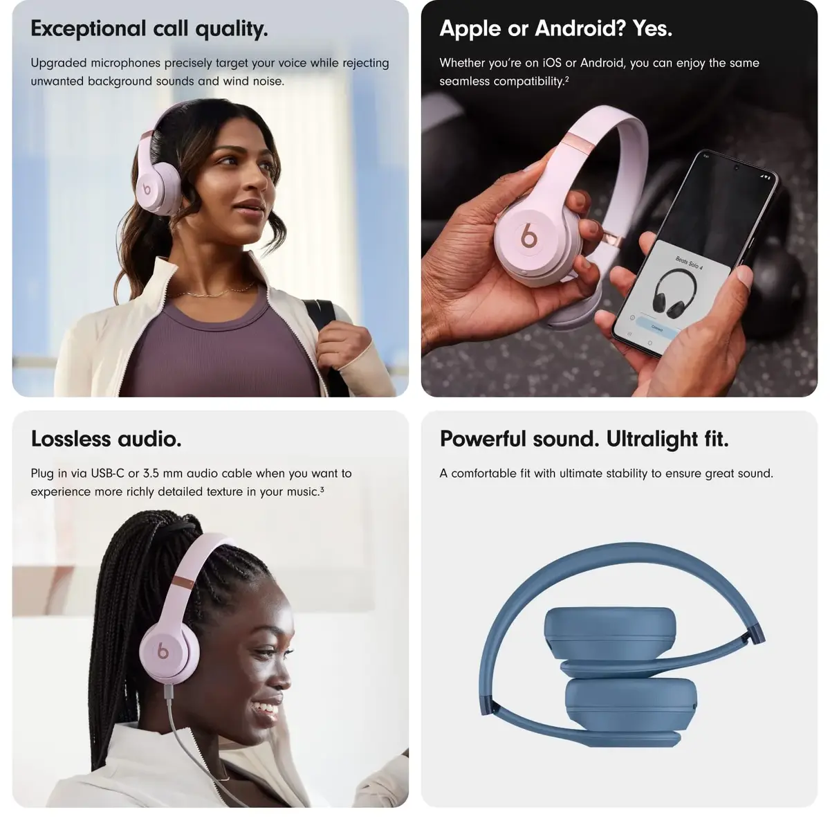 Beats On-Ear Headphones Solo 4 for gaming movies and online classes with clear microphone