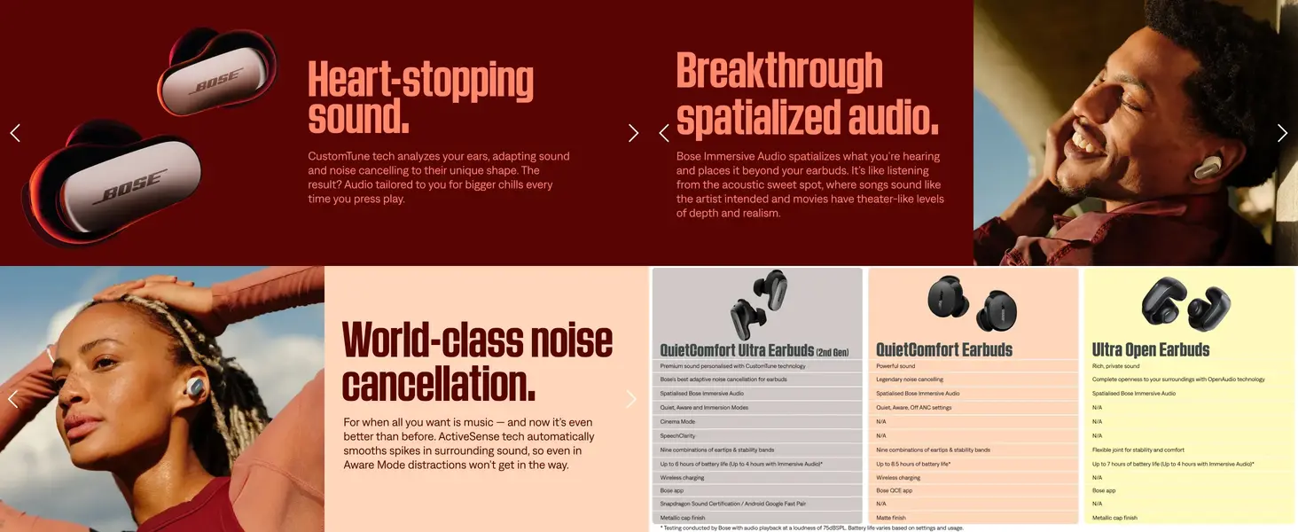 Bose QC Ultra 2nd Gen wireless earbuds with ActiveSense ANC