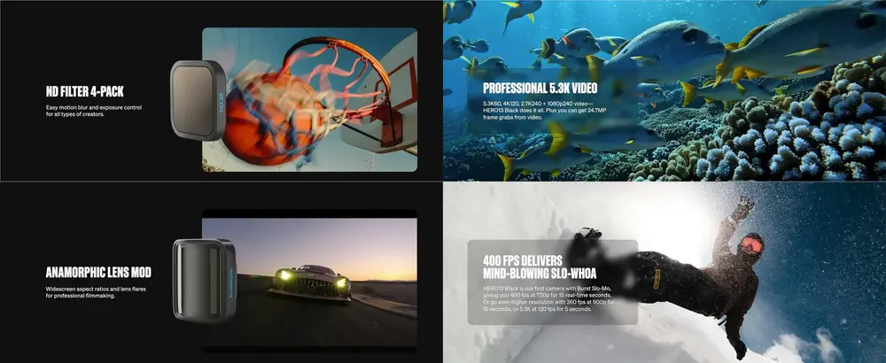 GoPro 13 compact action camera with HyperSmooth stabilization for YouTube and Facebook content creators