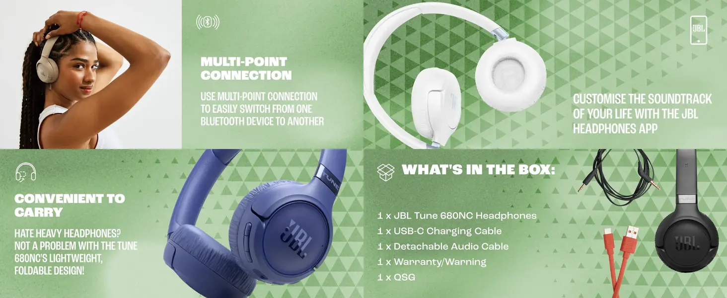 JBL noise cancelling headphones Tune 680NC for online classes and gaming