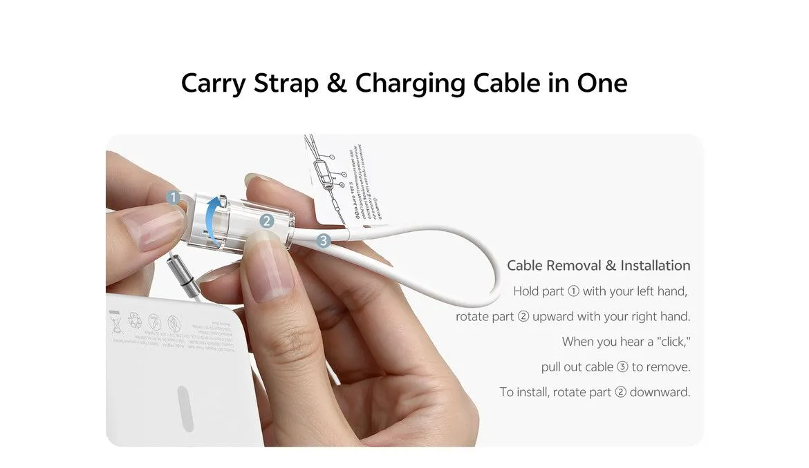QCY 22.5W 10000mAh PBW10A Wireless Power Bank with Built-in Cable