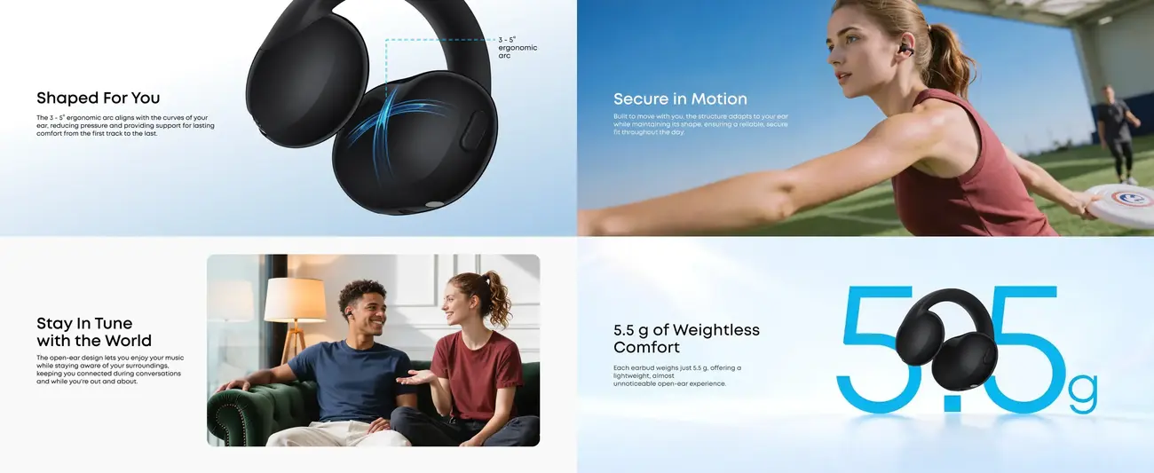 Soundcore Clip on Earbuds C50i with AI clear calls and IP55 water resistance