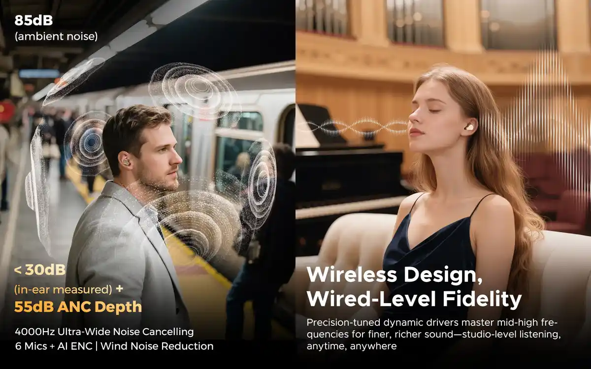 SoundPEATS H3 Bluetooth 5.4 earbuds with long battery life