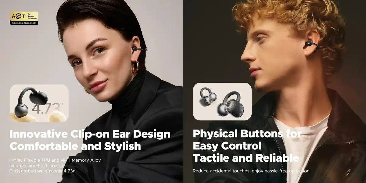 SoundPEATS Clip-on Bluetooth earbuds POP Clip for outdoor use