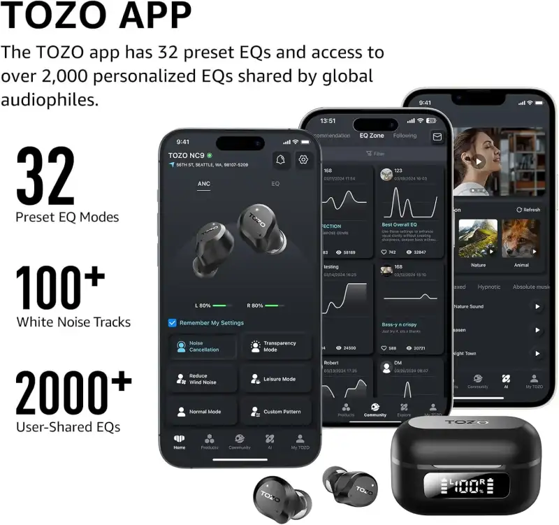 Affordable wireless earbuds TOZO Agile Solo AeroSound ANC