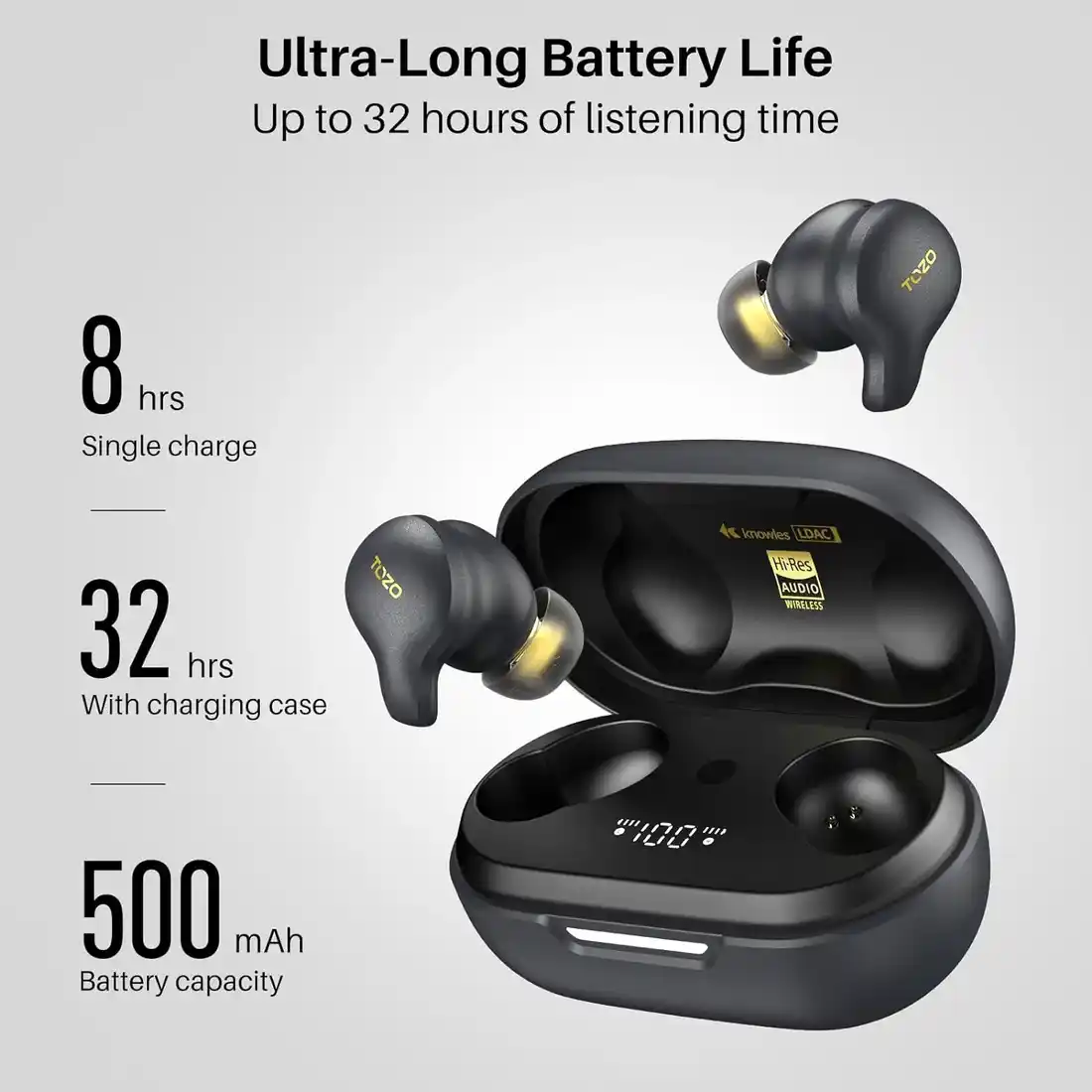 TOZO earbuds Golden X1 active noise cancellation 42dB