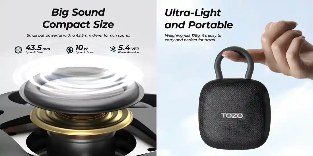 TOZO 10W speaker SoundGo for outdoor adventures