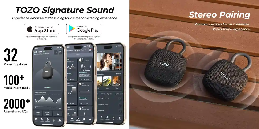 TOZO SoundGo compact speaker for travel and hiking