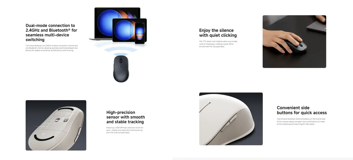 Xiaomi XMSMSB01YM Dual Mode Wireless Mouse 2 high precision 1200 DPI sensor