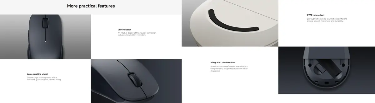 Xiaomi dual mode wireless mouse 2 comfortable large buttons ergonomic design