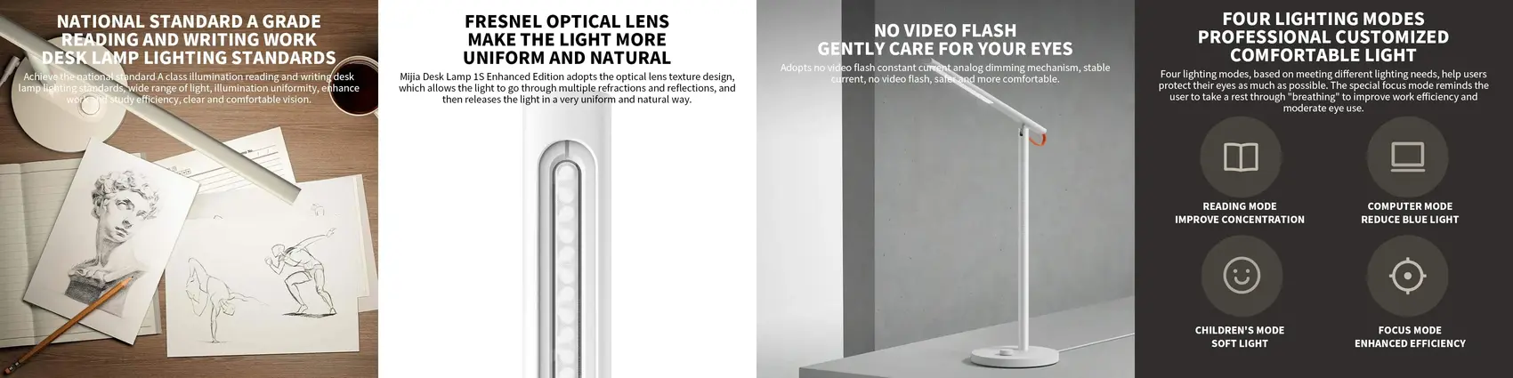 Xiaomi MI MJTD01SSYL LED Desk Lamp 1S Plus with stepless brightness and eye protection technology