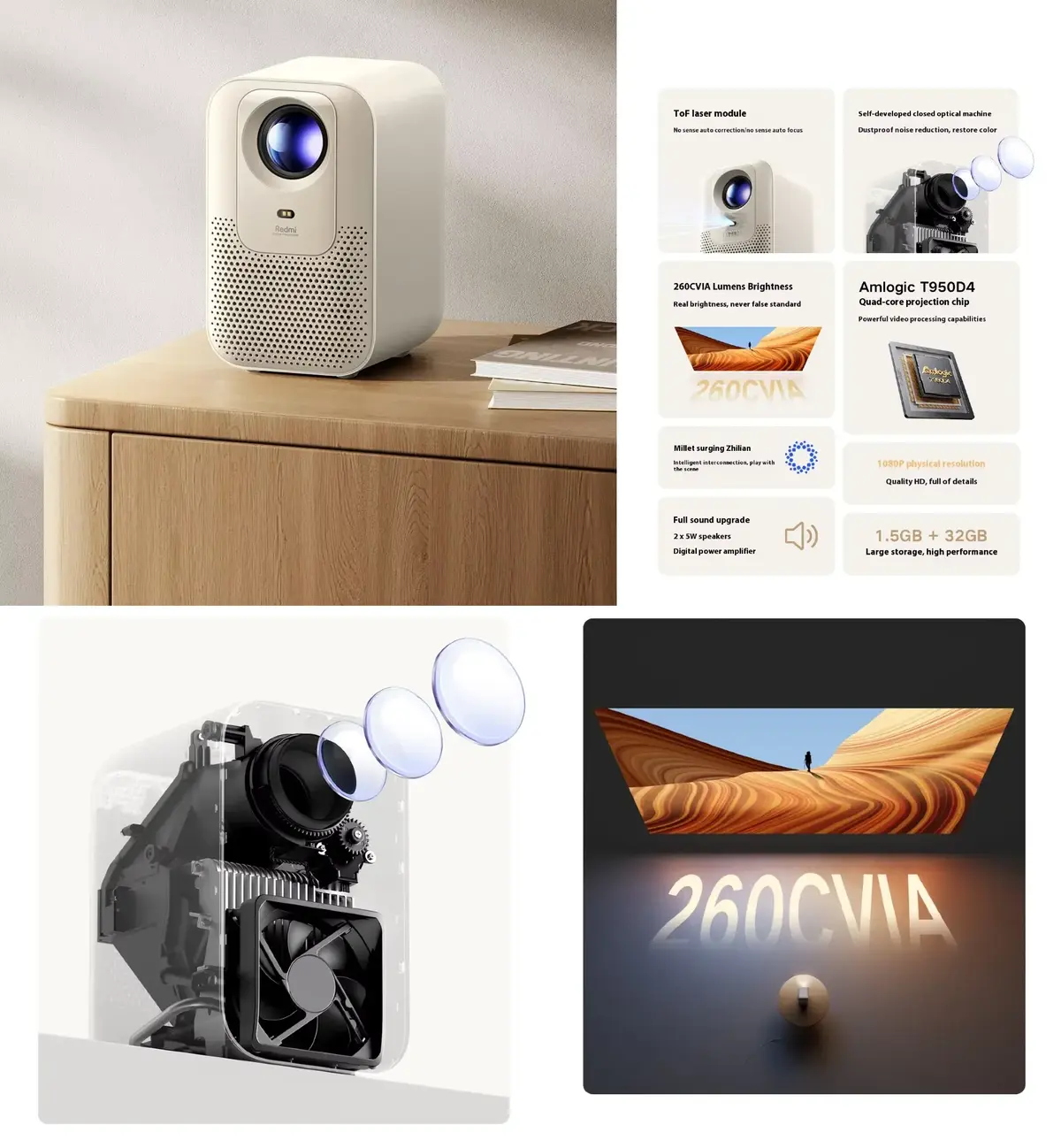 Redmi RMTYY03YS Projector 3 with ToF laser autofocus for clear visuals
