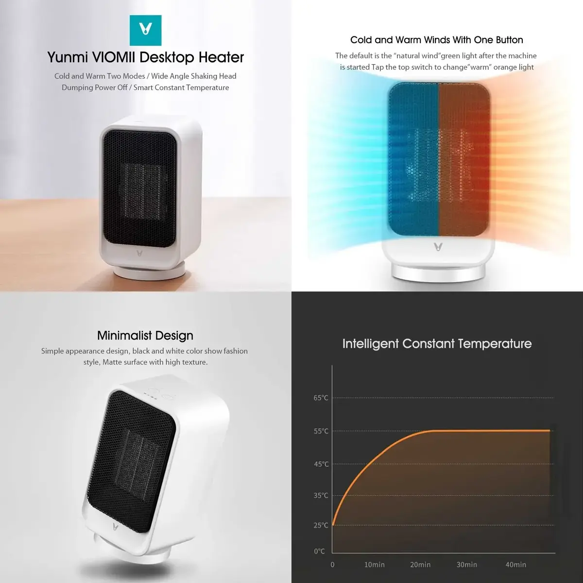 Xiaomi VIOMI VXNF02 portable ceramic heater for bedroom use