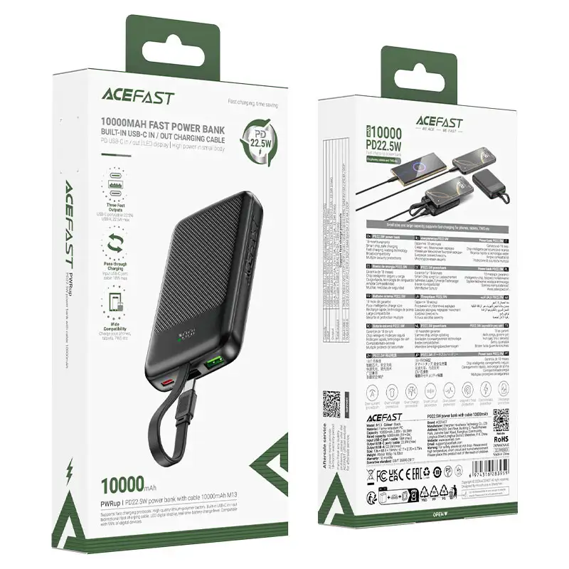 ACEFAST 10000mAh PD22.5W Power Bank M13 slim portable power bank for Bangladesh users