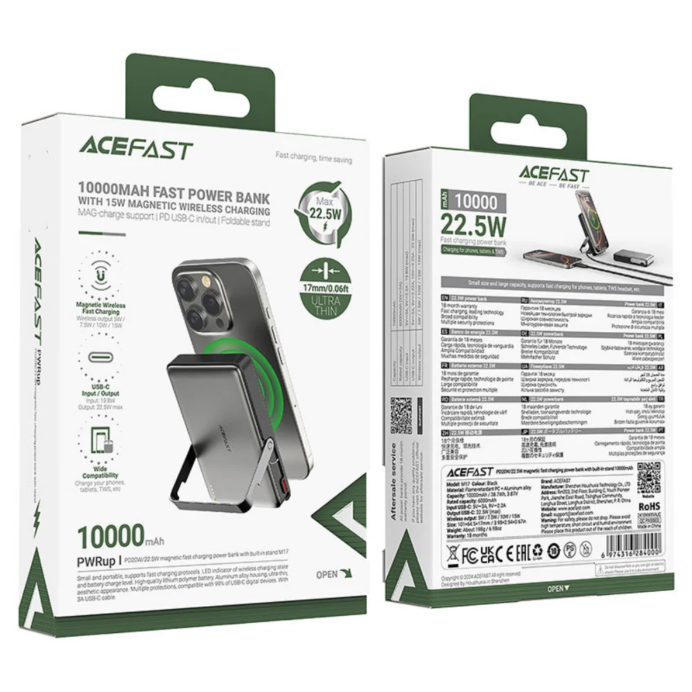 ACEFAST 10000mAh 22.5W PD M17 Wireless Power Bank fast charging solution for daily travel