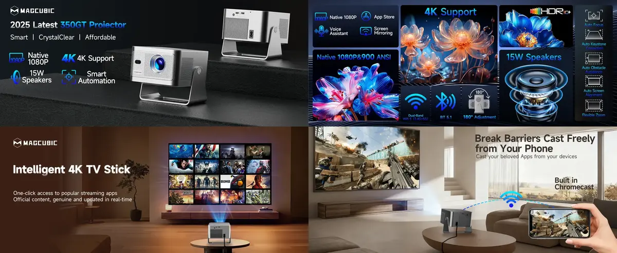 Magcubic 4K Smart Projector HY350GT for Gaming and Movies