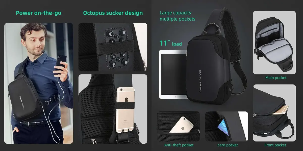 MARK RYDEN Sling Backpack MR7056 waterproof crossbody bag for travel, commuting, and daily use