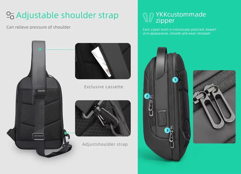MARK RYDEN Crossbody Shoulder Bag MR-7918 stylish and functional bag with USB charging port for devices