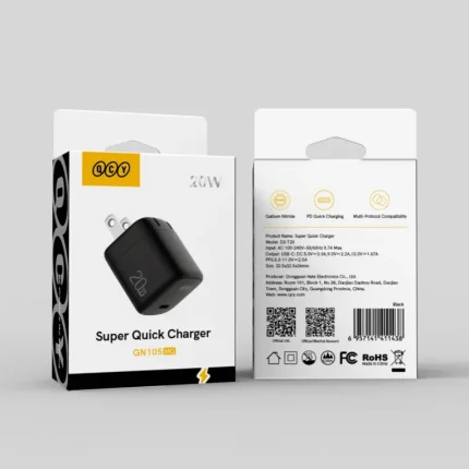 QCY GN105MG 20W GaN USB-C Fast Charger – PD 3.0 & PPS Super Quick Wall Adapter