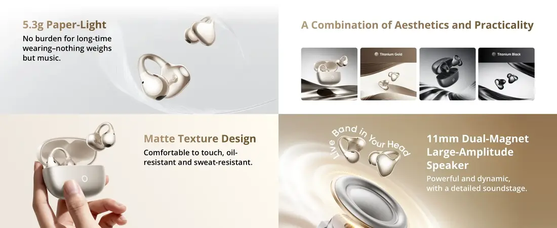 Realme AI Open Wireless Earbuds Buds Clip with Bluetooth 5.4 and ultra low latency gaming mode