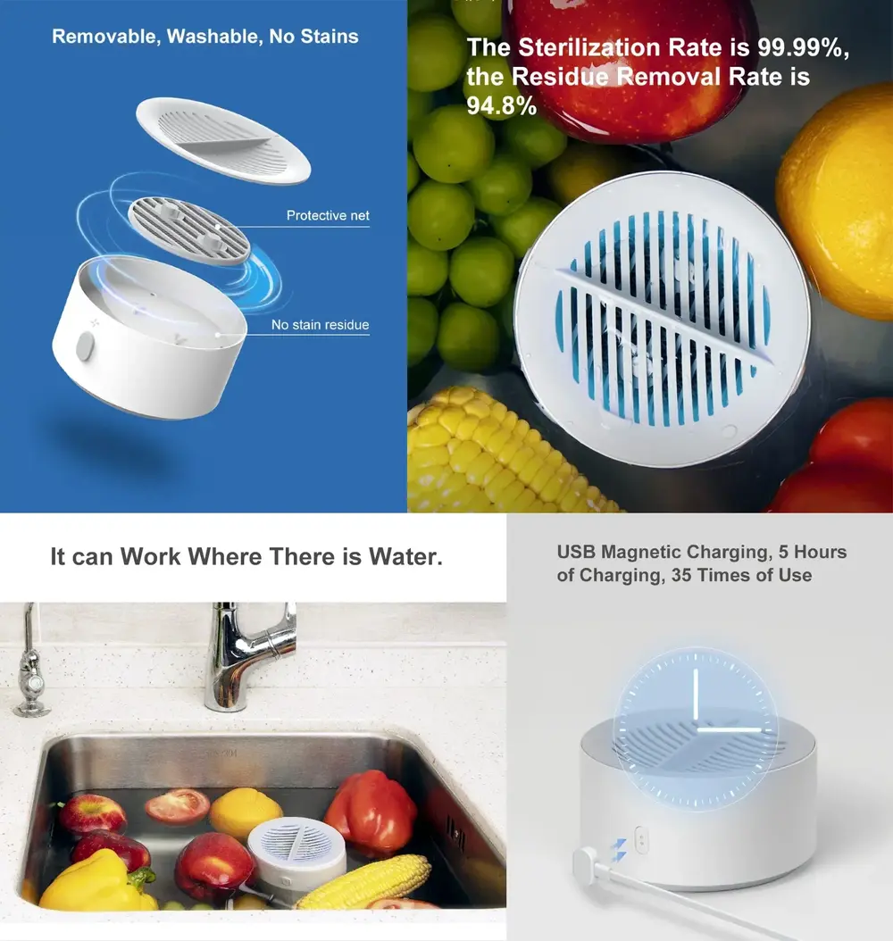 Xiaomi Portable Fruit Vegetable Cleaning Machine with electrolytic ion purification technology