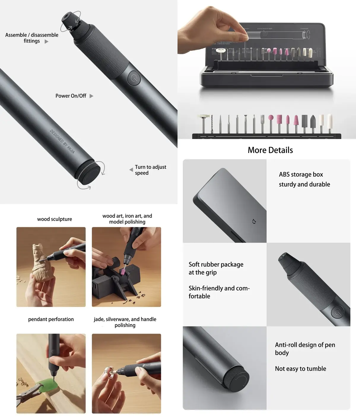 Xiaomi Mijia Electric Grinding Pen professional 22000rpm mini rotary tool for engraving, drilling, and polishing wood and metal