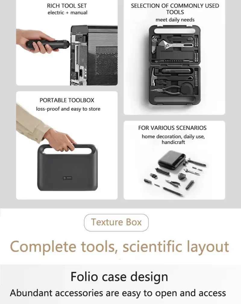 Xiaomi MJGJX001QW Mijia Toolbox rechargeable electric screwdriver kit with 2000mAh battery and Type-C charging