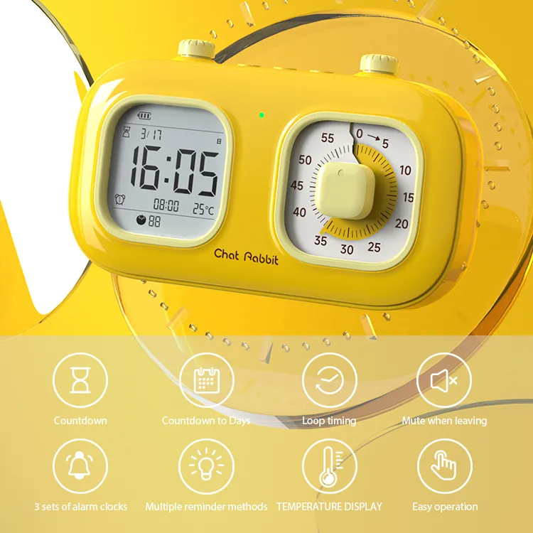 Youpin Chat Rabbit NJWJ030 Dual Screen Digital Timer portable desk clock for office use