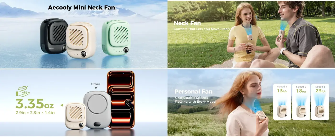 Aecooly Click 01 mini portable neck fan with strong airflow for daily use in Bangladesh