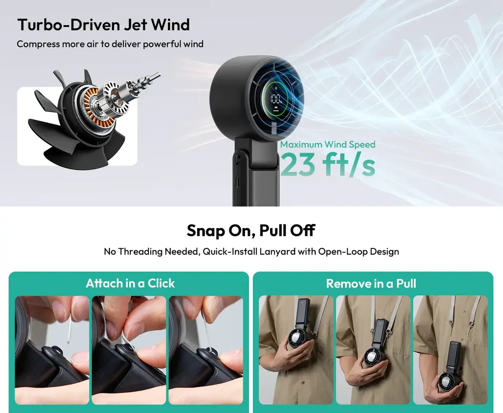 Aecooly Portable Handheld Fan Halo 02 powerful mini fan for commuting and outdoor use