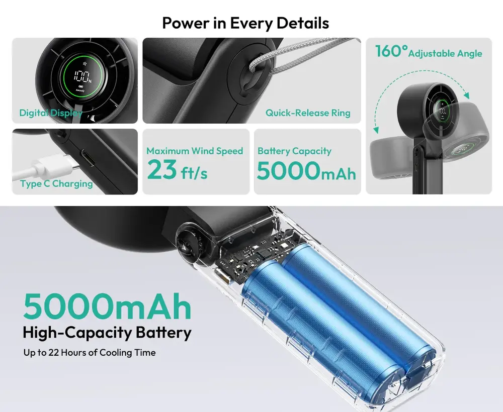 Aecooly 3 IN 1 Halo 02 Portable Fan multi functional handheld desktop and neck fan for daily use
