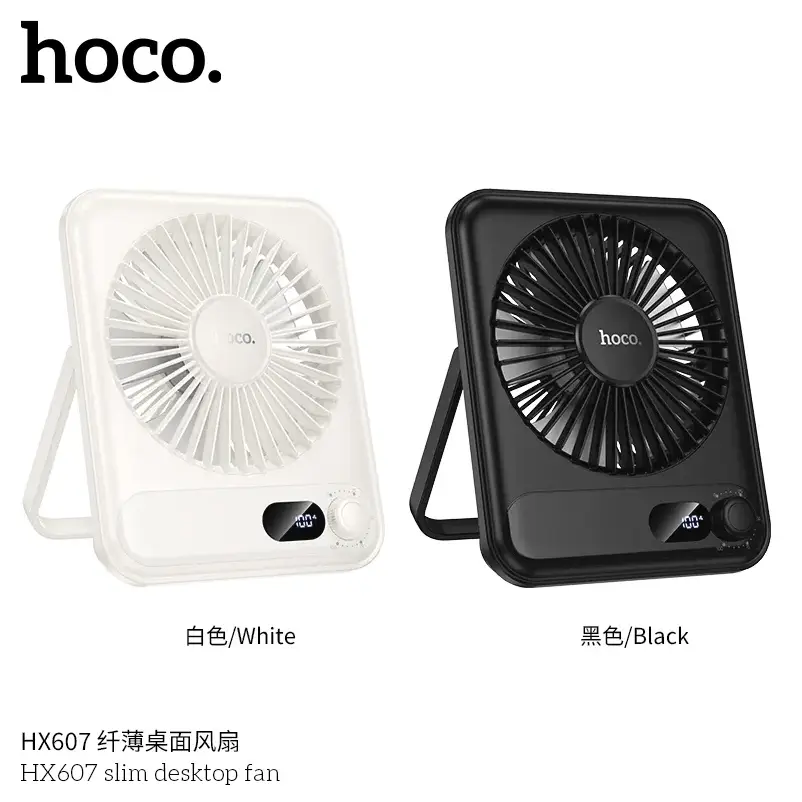 HOCO LED display Table Fan HX607 smart portable fan with digital screen showing battery and speed control