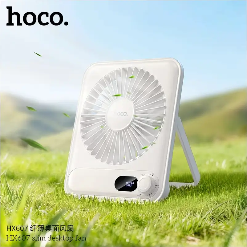 HOCO Portable Fan HX607 lightweight USB-C rechargeable desktop fan for office, study, and home use